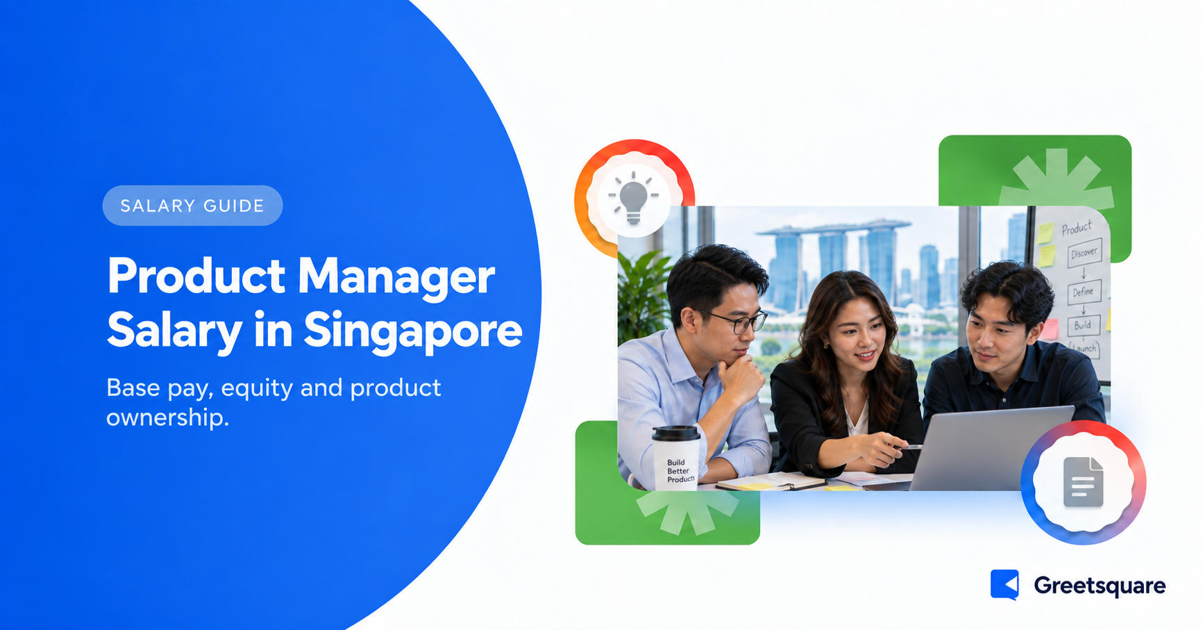 Product managers discussing a roadmap in a Singapore office.
