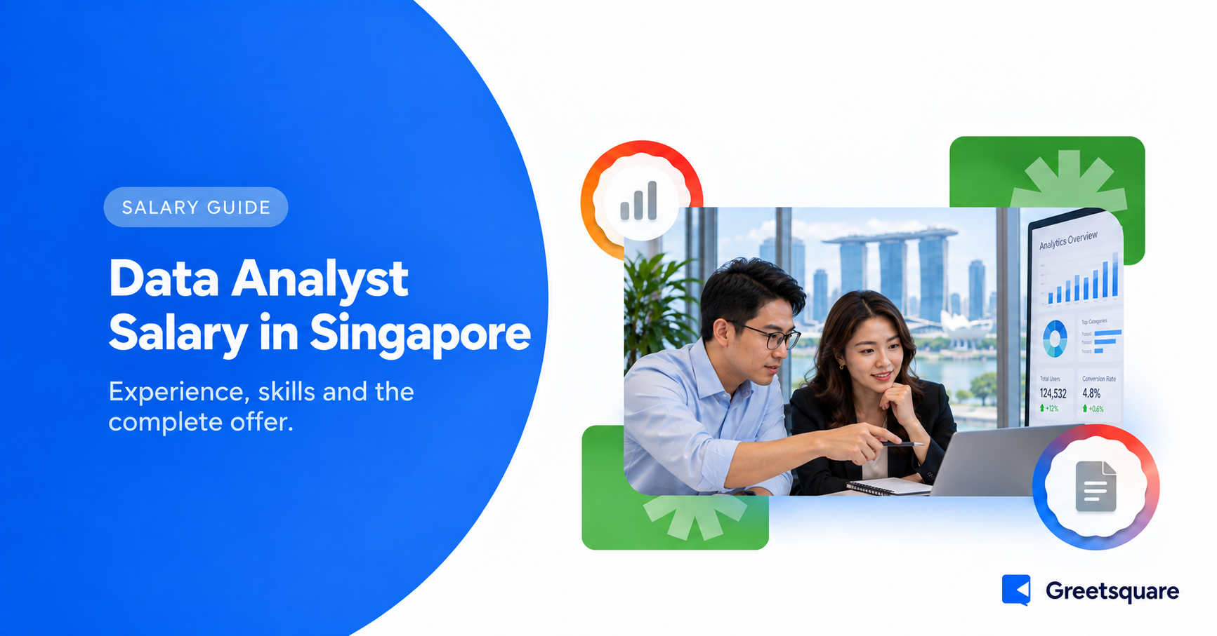 Data analysts reviewing a dashboard in a Singapore office.
