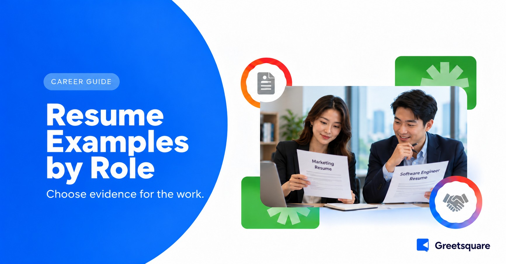 Professionals reviewing role-specific resume examples.